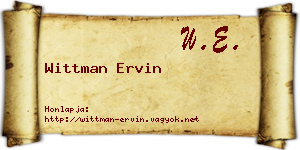 Wittman Ervin névjegykártya